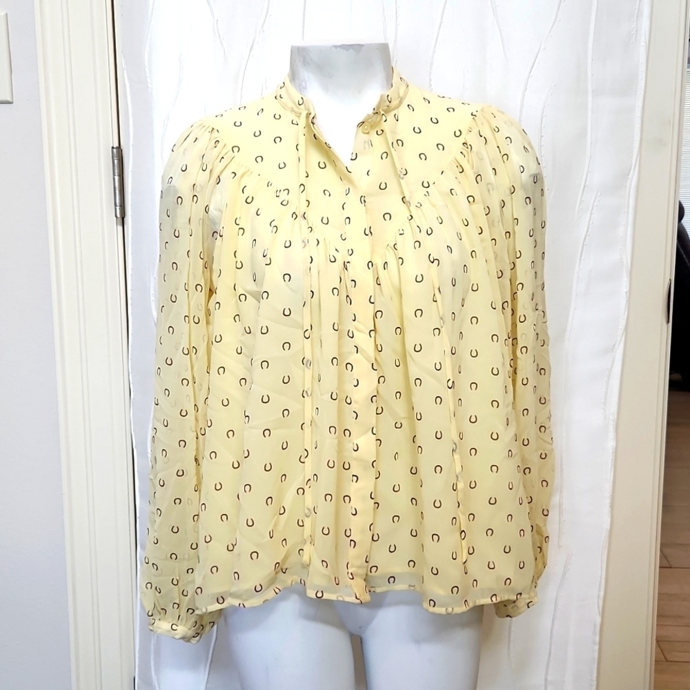 NWT Ann Taylor Yellow Long Sleeve Horseshoe Top